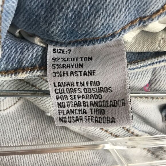 GUC Light blue Bamboo jeans distressed look size 7 stretchy raw hem high rise - Picture 6 of 6